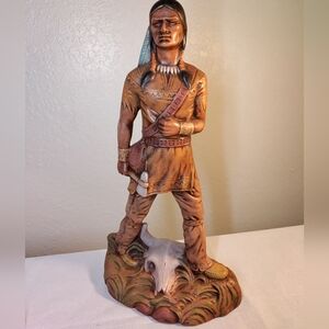 1980 SIGNED VSHAUB Native American Indian Statue Large 18" & 9"  Quality Art NEW